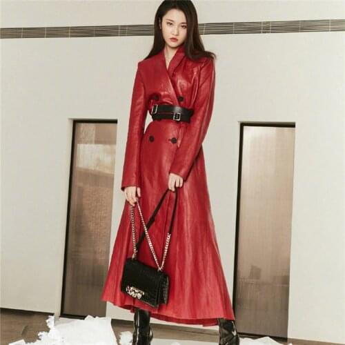 100% Real Genuine Leather Jacket Autumn Coat Women Clothes Korean Vintage Long Sheepskin Coat Female Jackets Windbreaker 19520