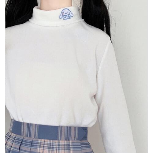 Woman Tshirts T-shirt Long Sleeve Top High Collar Autumn and Winter Women Ropa Mujer Camisetas