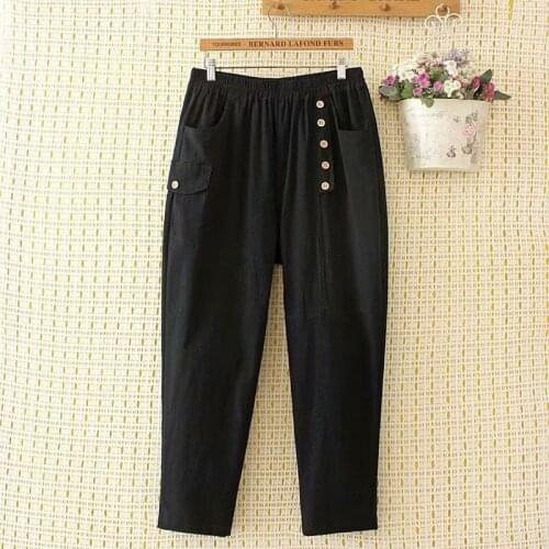 Plus size Elastic Waist women cotton linen harem pants 2021 new spring autumn casual ladies ankle-length pants female trousers