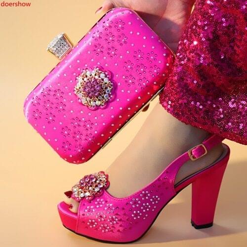 Doershow Free Shipping 2019 New Africa Womens Shoes And Bag Sets For Women Party!Africa green Shoes!HXX1-19