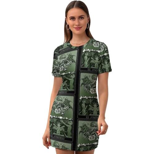 Cthulhu Dress Short Sleeve Patterns Day Bodycon Fashion Women Polyester Elegant One-Piece