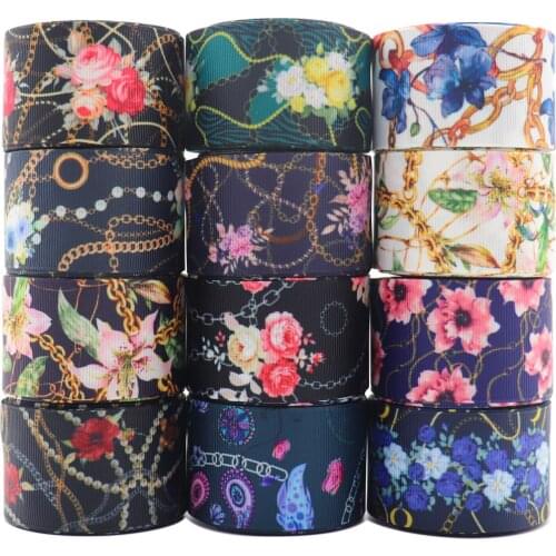 10 Yards 1.5'' 38MM Vintage Flowers Printed Ribbon For Hair Bows DIY Crafts Handmade Accessories Y2021020303