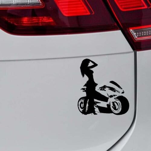12.1*14CM Sexy Girl Loving Motor Car Popular Fashion Style Vinyl Decal Black/Silver Car Sticker Cartoon Design C20-0783