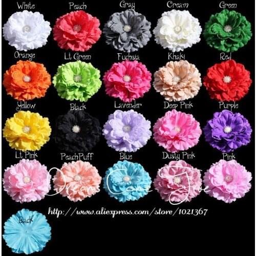 200pcs/lot 11CM 20 Colors Newborn DIY Chic Shabby Artificial Shaped Fabric Hair Flowers With Pearl Buttons For Baby Headbands