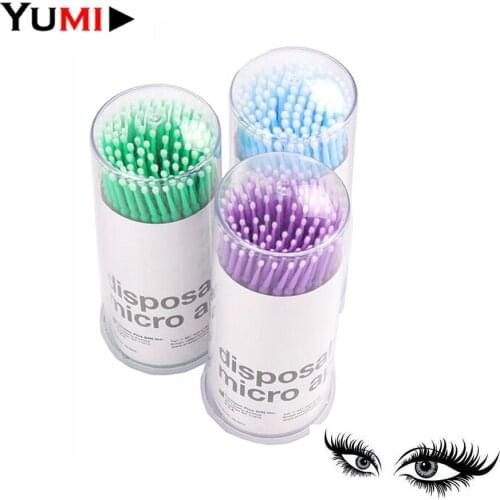 3 Packs 100pcs/pack S M L Size Disposable Cotton Soft Swab Eyelash Extension Microbrush Applicators Mascara Micro Brush Stick
