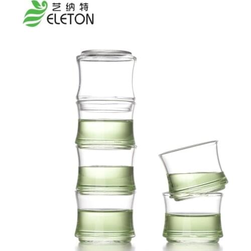 ELETON 4 pcs/set 50ml Double glass transparent small cup of tea cup Kung Fu tea tea accessories insulation Glass Drinkware