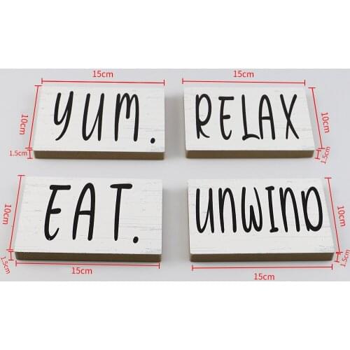 4pcs Relax Unwind Signs Printed Blocks Kitchen Dining Room Window Decorative