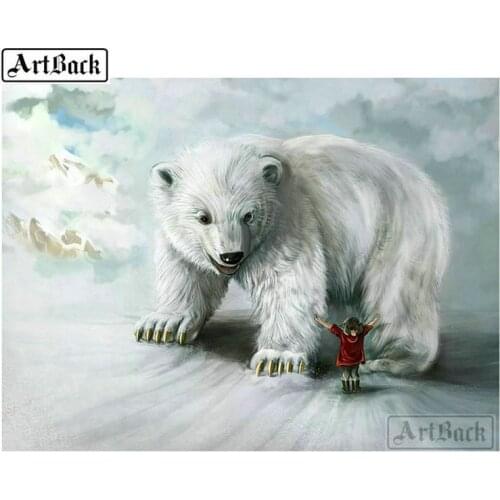 5d diy diamond painting bear animal square drill full diamond embroidered crystal mosaic painting home decoration polar bear