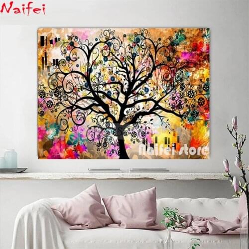 Abstract Color Tree Of Life Diamond Painting 5D Full Square Round Drill Diy Diamond Embroidery Mosaic Handicraft Home Decoration