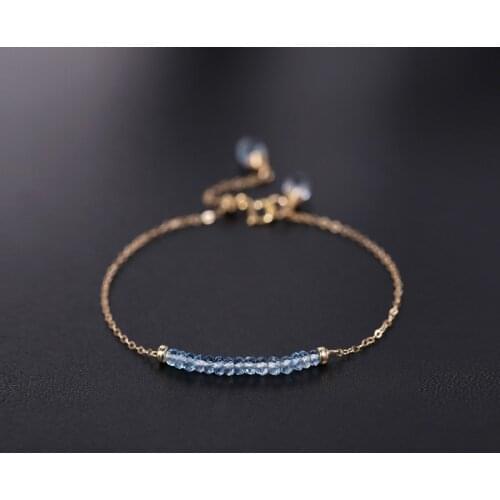 DAIMI Sky Blue Topaz Bracelet Natural Gemstones Genuine Yellow 14K Gold Filled Color Fine Jewelry