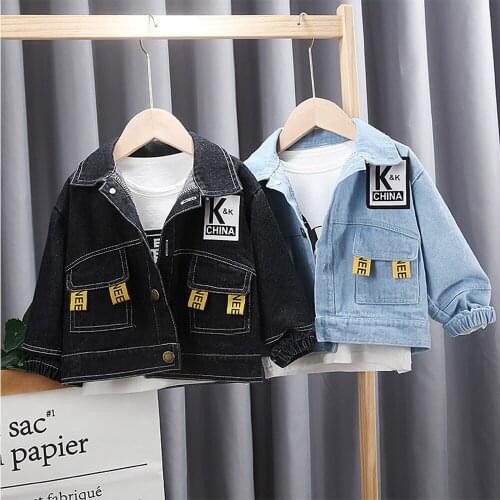 Children Jacket Spring And Autumn Style Childrens Lapel Jacket With Single Breasted Cowboy Long Sleeve Top Clothing For Boys