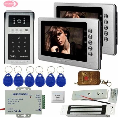 7inch TFT Monitor Intercoms for Private Houses Electric Magnetic Door Lock + Rfid /Code Unlock IP55 Waterproof Intercom System