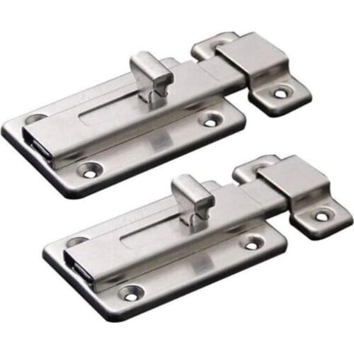 2-1/2" Inch Length Door Latch Stainless Steel Sliding Lock Barrel Slide Lock Brushed Surface - Set of 2