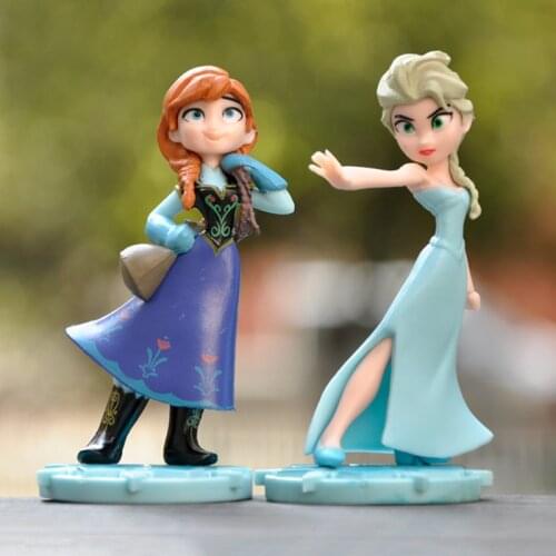 Disney Frozen Princess Elsa Anna Action Figure Toys Dolls Frozen Elsa Anna Figure Model Ornaments Cake Decoration Toys Kid Gifts