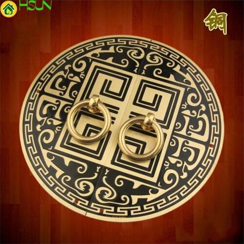 And 2pcs/pair Antique Chinese Brass Knobs Handles Pattern Pure Copper Door Drawer Pulls Cabinet Knobs Furniture Hardware