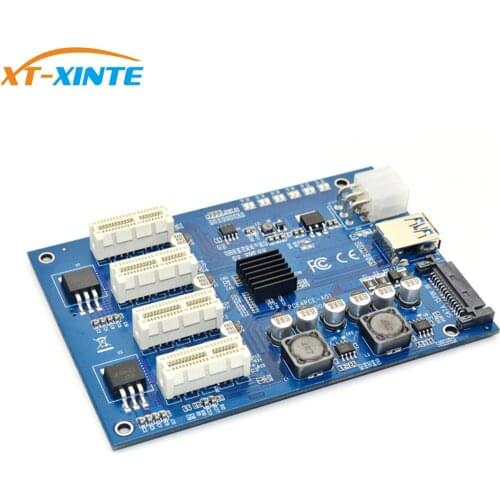 M.2 M KEY/PCI-E X1 to 4PCI-E X16 Expansion Card 1 to 4 Port PCI Express Switch Multiplier HUB 6pin Sata USB Riser Card