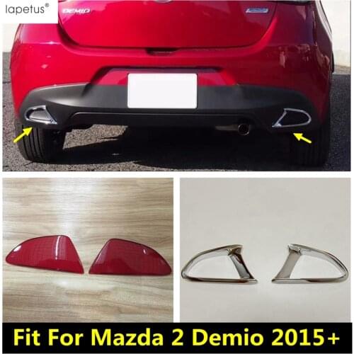 Lapetus Accessories Fit For Mazda 2 Demio 2015 - 2019 ABS Rear Tail Tailgate Fog Lights Lamp Frame Molding Cover Kit Trim 2 Pcs