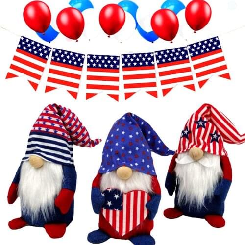 American Independence Day Faceless Elf Doll National Day Gnomes Handmade Gift Topper Rudolph Illuminated Window Decorations