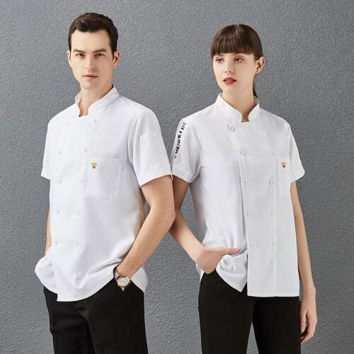 Short Sleeve Catering Restaurant Chef Jacket Unisex Hotel Pastry Cooking Kitchen Bakery Canteen Breathable Cook Uniform Workwear