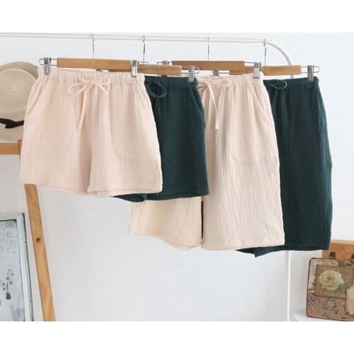 Summer couple shorts men and women pajamas beach pants washed cotton thin beach pants cotton home pants tide