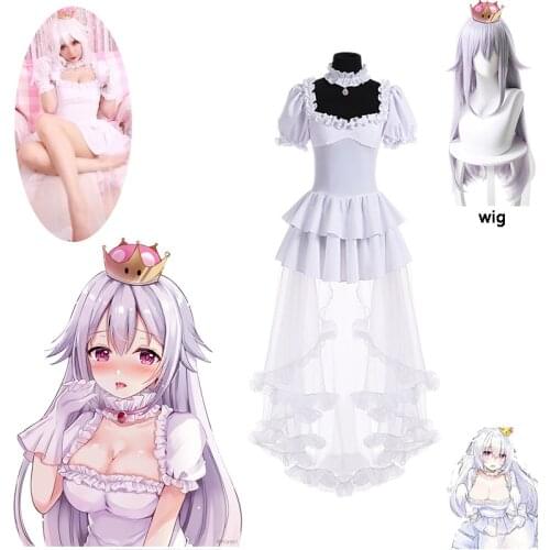 Hot!Game Super Bros Women Cosplay costumes princess King Boo Princess Bowsette Kuppa Koopa Cosplay Costume ball gown