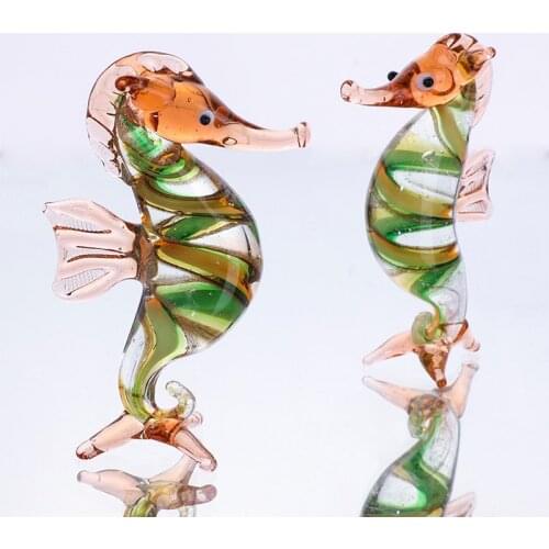 H&D Mini Glass Seahorse Sculpture Wild Life Collectible Figurines Hand Blown Glass Art Home Table Decor Birthday Christmas Gift