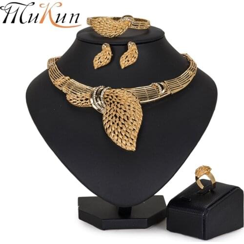 MUKUN Fashion African Jewelry Set Nigeria necklace earring Dubai Gold Jewelry Sets For Women Wedding Jewellery Set Bridal design