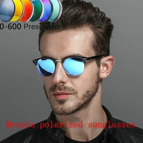Prescription Myopia Polarized Sunglasses Men Women 0 to -600 Minus Degree Optical Half square polarized Sun Glasses Male FML