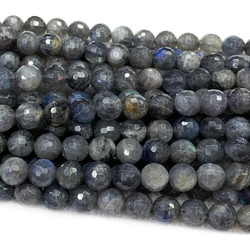 Discount Wholesale Natural Genuine Blue Labradorite Faceted Round Loose Stone Beads 3-18mm DIY Necklaces or Bracelets 15" 02814