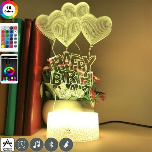 3D Illusion Atmosphere Night Light Heart Shape Desk Lamp Birthday Party Decor Girlfriend Wife Friends Surprise Gift Nightlight