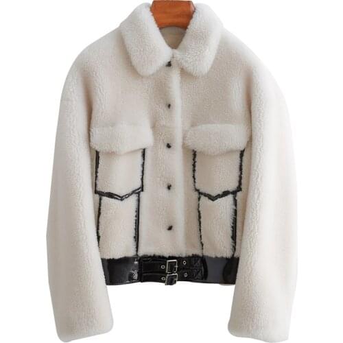 2020 New 2019 Back Croissant Overcoat Woman Short Fund Lapel Haining Wool Leather And Fur