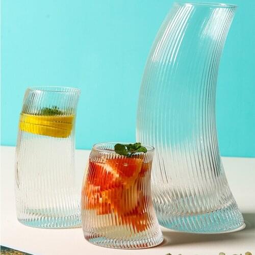 New Creative Glass Cold Water Bottle Jug Jar Kettle Transparent Large Capacity Wine Fruit Juice Drink Milk Beer Pot Mug Cup Set