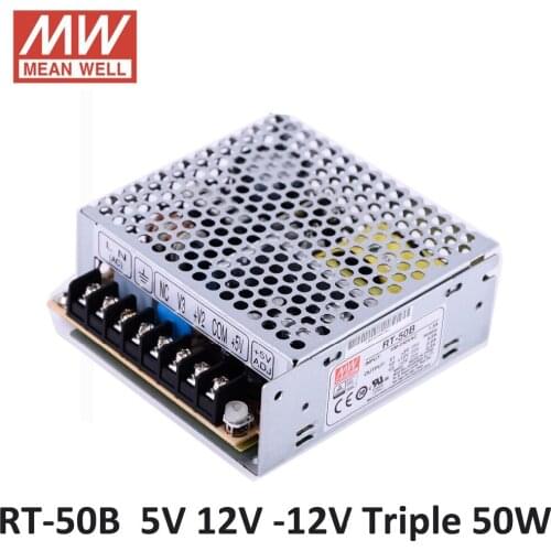 Original Mean Well POWER SOURCE RT-50B 50W Triple output +5V/4A +12V/2A -12V/0.5A Meanwell Power Supply UL CE TUV CB CE