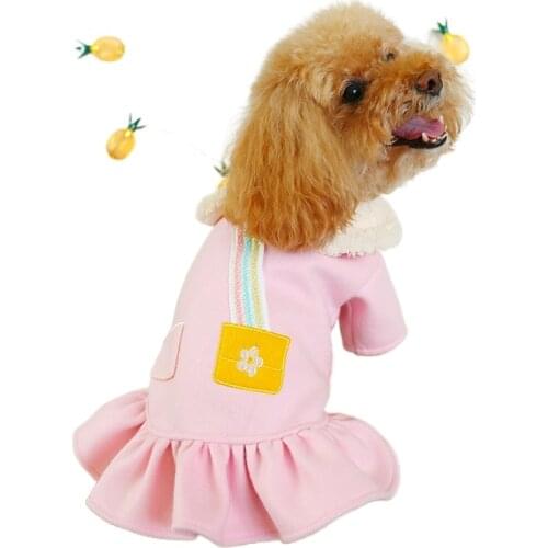Pet Dog Dress Coat Autumn Winter Warm Cute Sweet Dogs Cat Clothes for Dogs Dresses Doll Collar Skirt Yorkies Teddy Poodle Cloth