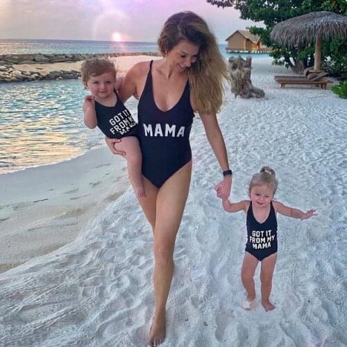 Beach swimwear for women and baby girls swimsuit fused mother daughter Bikini Bathing Suit One Pieces Bath Summer family look