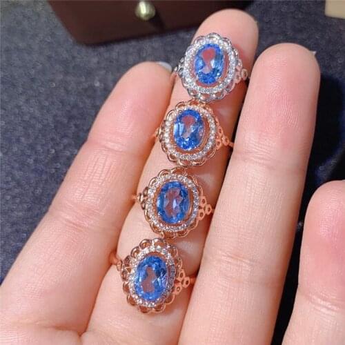 Natural Topaz Ring 925 Silver Womens Ring Luxury Atmosphere Fashion All-match