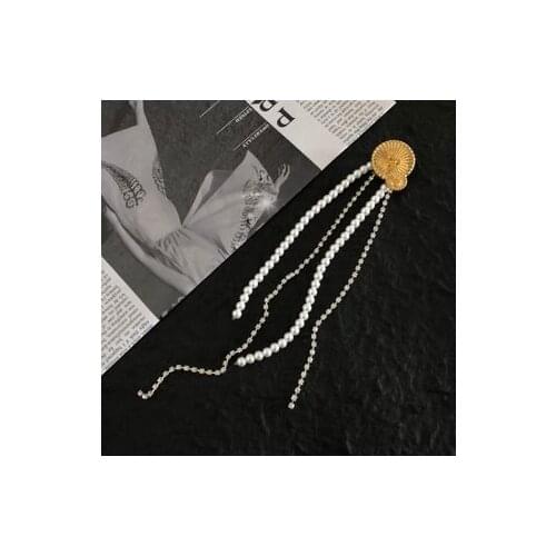 Medieval Series Pearl and Gem Tassel Brooch