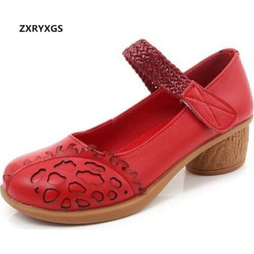 2020 New Autumn Classic Top Cowhide Genuine Leather Shoes Woman Elegant Fashion Shoes Large Size Non-slip Women High Heel Shoes