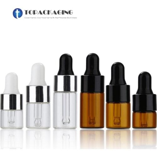 100PCS/LOT 1ml/2ml/3ml Empty Makeup Glass Serum Eye Dropper Portable Refillable Packing Esstenial Oil Liquid Cosmetic Container
