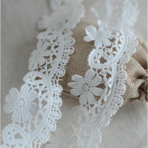 2 Meters 100% Cotton Lace Ribbon White Decorative Cotton Flower Trim Lace Crochet Cotton Lace Trim 5cm Width