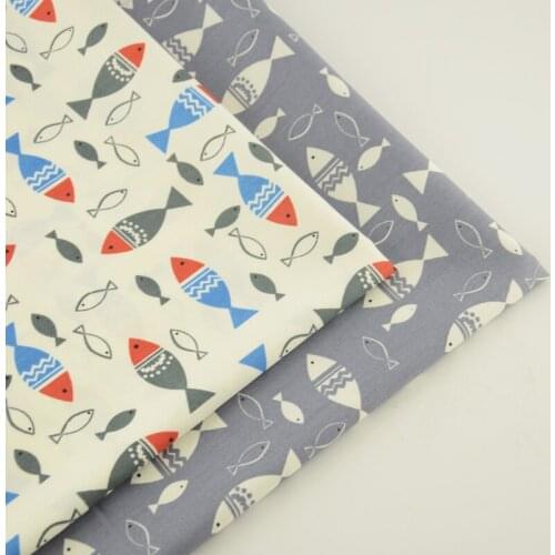 2 Different Style Colorful Fish Printed Twill Fabric 50cm*160cm Tilde Tissue 100% Cotton Fabric Children Colthes Handicraft DIY