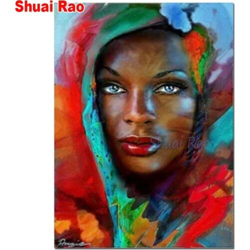 3d diy diamond painting women picture rhinestone embroidery diamond mosaic 5d cross stitch color African girl people wall decor