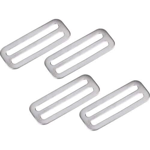 4pcs/set Scuba Diving 2' Weight Belt Slide 316 Stainless Steel Webbing Stopper Keeper Tri- Slide Buckle Silver Water Sports