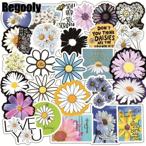 50pcs Daisy Flowers Scrapbooking Stickers Packs Waterproof Skateboard Luggage Motorcycle Guitar Graffiti decals pasters gifts