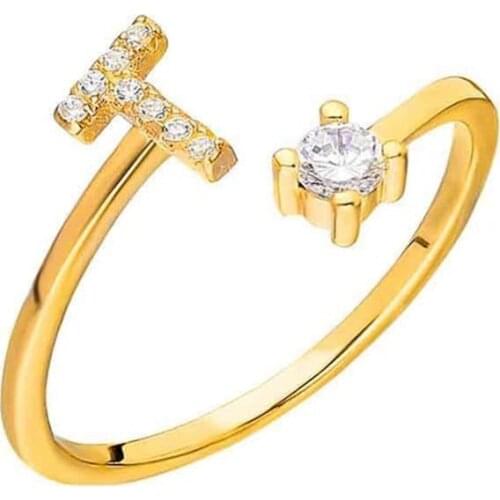 Aurolaco Cuban Rings Customized Name Ring Zircon Letters Rings Couple Name Ring Family Ring Adjustable Wedding Ring