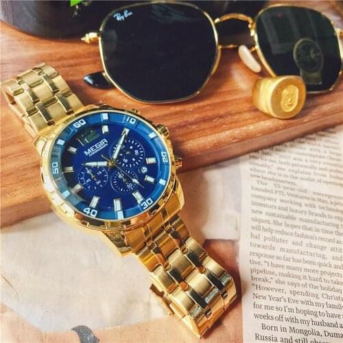 MEGIR Mens Quartz Watch Stainless Steel business watch Top military brand Casual Fashion luxury WristWatch Relogio Masculino