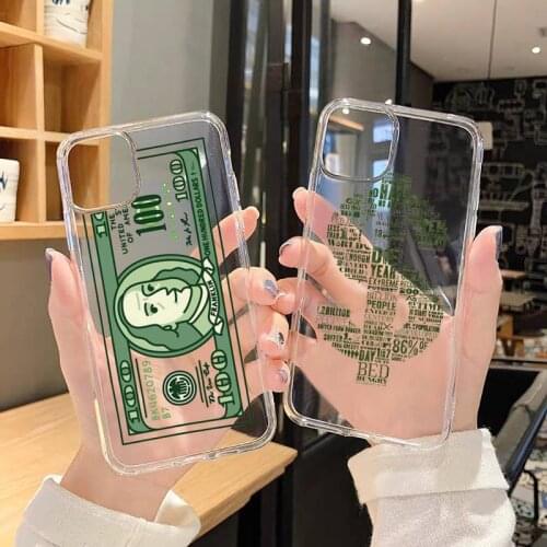 Us Big Money 100 Dollars Phone Cases Transparent for iPhone 6 7 8 11 12 s mini pro X XS XR MAX Plus SE cover funda