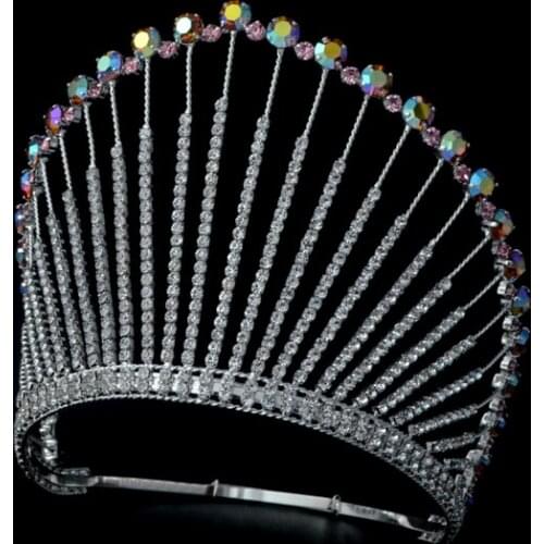 Pageant Crowns Tiaras colour Rhinestone Crystal Adjustable Headband Bridal Wedding Hair Jewelry Tiaras free shipping Mo242