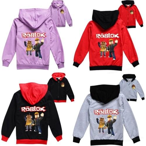 Children Hoodies Kid Boy Robloxs Sweatshirts Autumn Fashion Thin Coat Unisex Zipper Hooded Jacket Pullovers Shirt Tops Gift