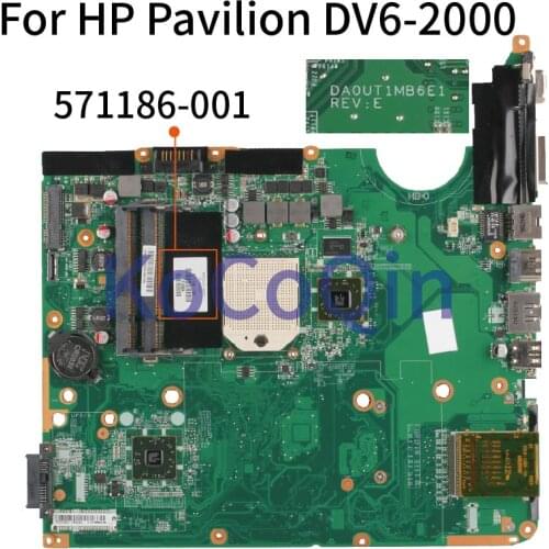 KoCoQin Laptop motherboard For HP Pavilion DV6-2000 Mainboard 571186-001 DA0UT1MB6E0 AMD DDR2
